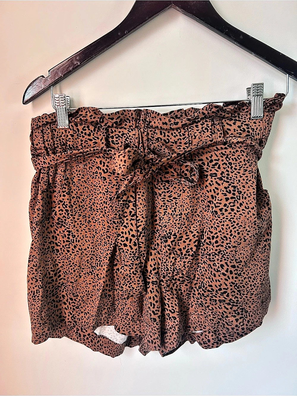 Thread & Supply Animal Print High-Waist Shorts in Brown